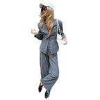 Damen eleganter Zweiteiler-Anzug mit Streifen R&B