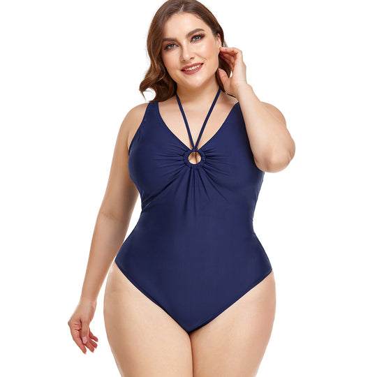 Damen Eleganter Hochgeschnittener Einteiler Badeanzug mit modischem Ringdetail R&B