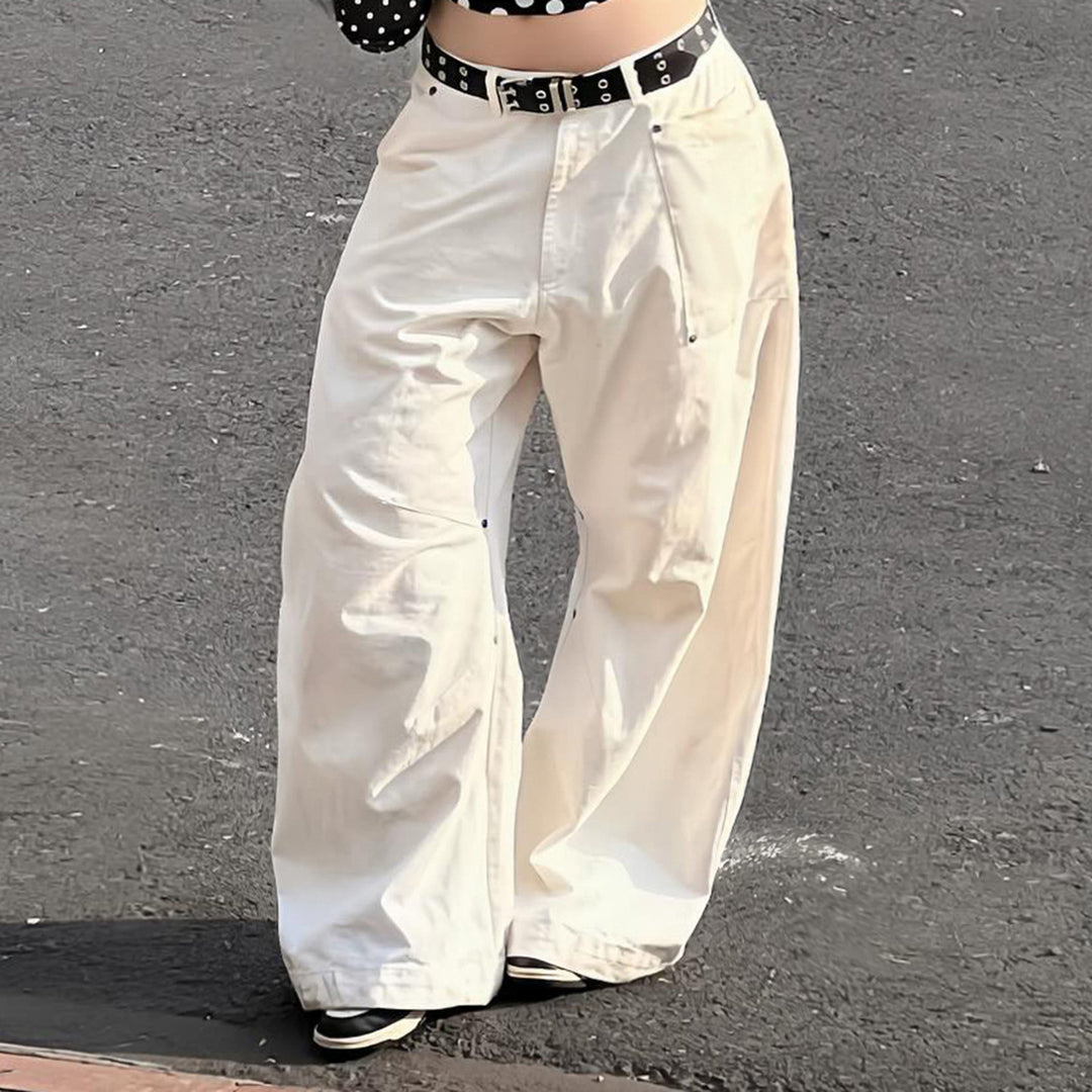 Damen Weite Cargo-Hose mit praktischen Seitentaschen und Hochbund R&B