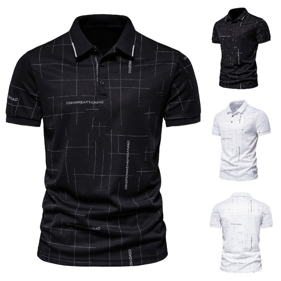 Herren Poloshirt mit modernem grafischen Druck und atmungsaktiven Eigenschaften R&B