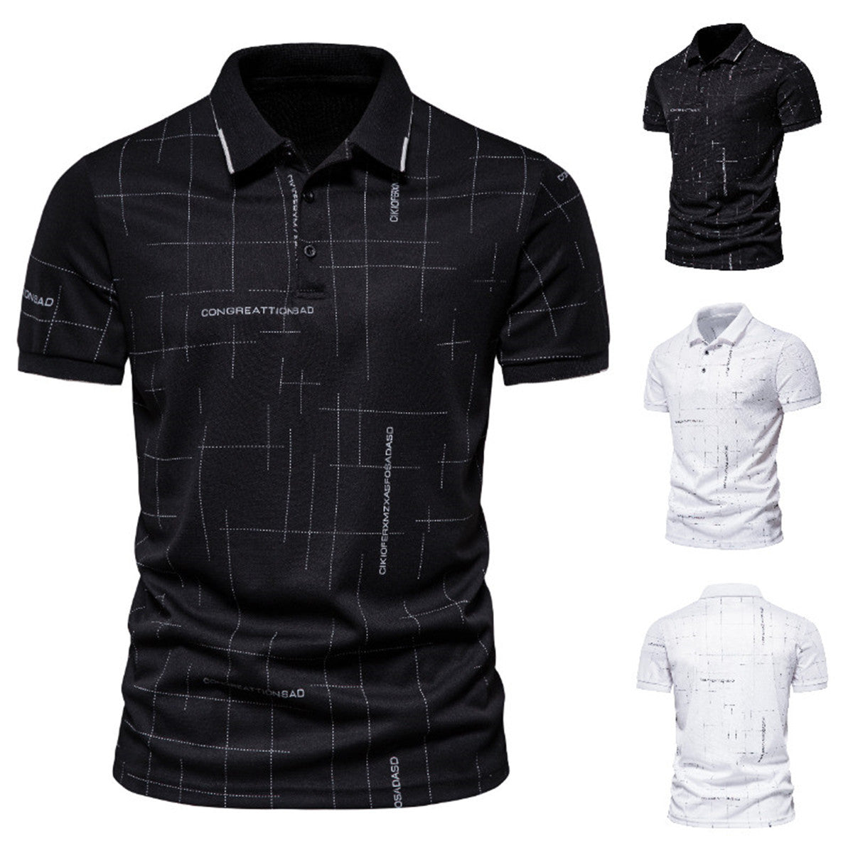 Herren Poloshirt mit modernem grafischen Druck und atmungsaktiven Eigenschaften