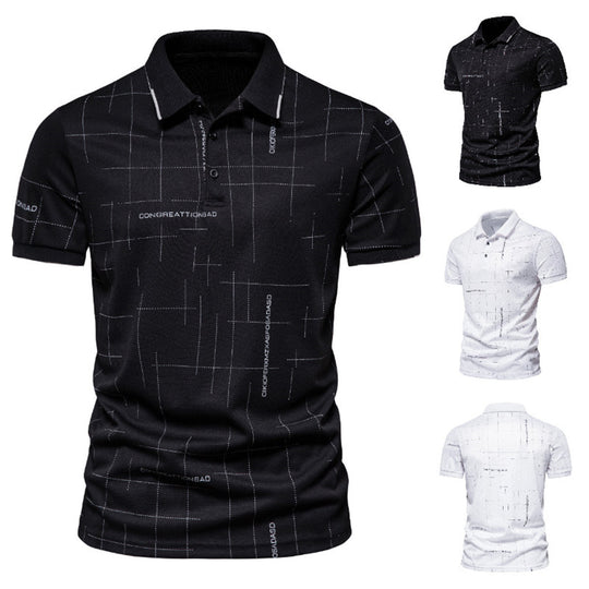 Herren Poloshirt mit modernem grafischen Druck und atmungsaktiven Eigenschaften R&B