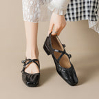 Damen Elegante Ballerinas mit verstellbarem Riemchen und komfortablem Blockabsatz