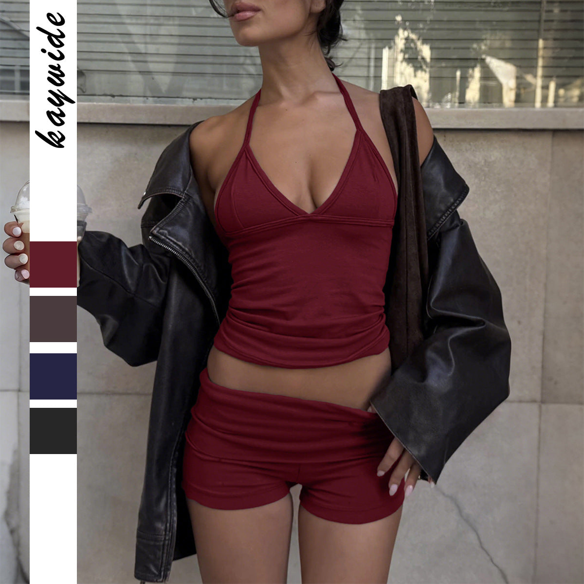 Damen Sportliches Oberteil und Shorts-Set R&B