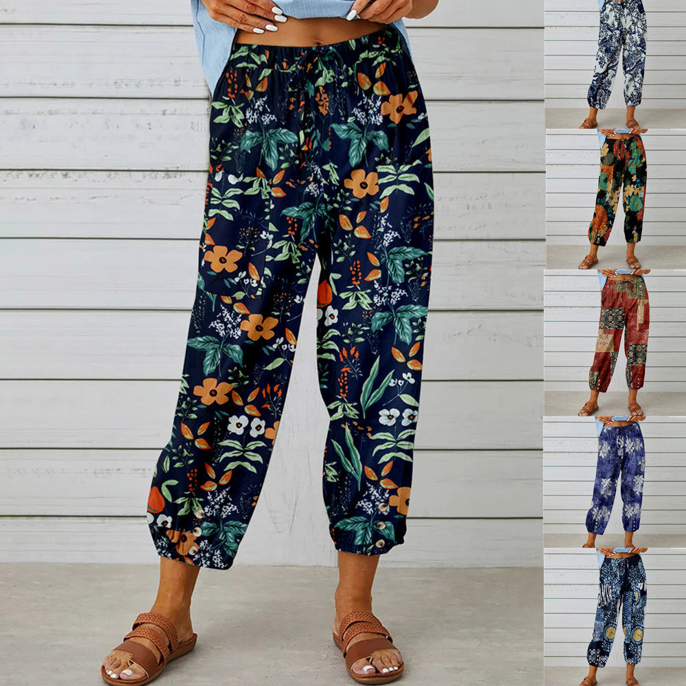 Damen Elegante Sommerhose mit floralem Muster und lockerem Schnitt R&B