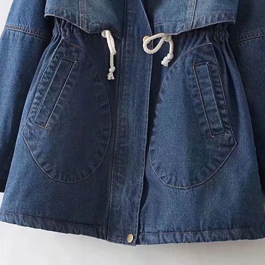Damen Urbanes Denim Parka mit warmem Innenfutter und Kapuze R&B