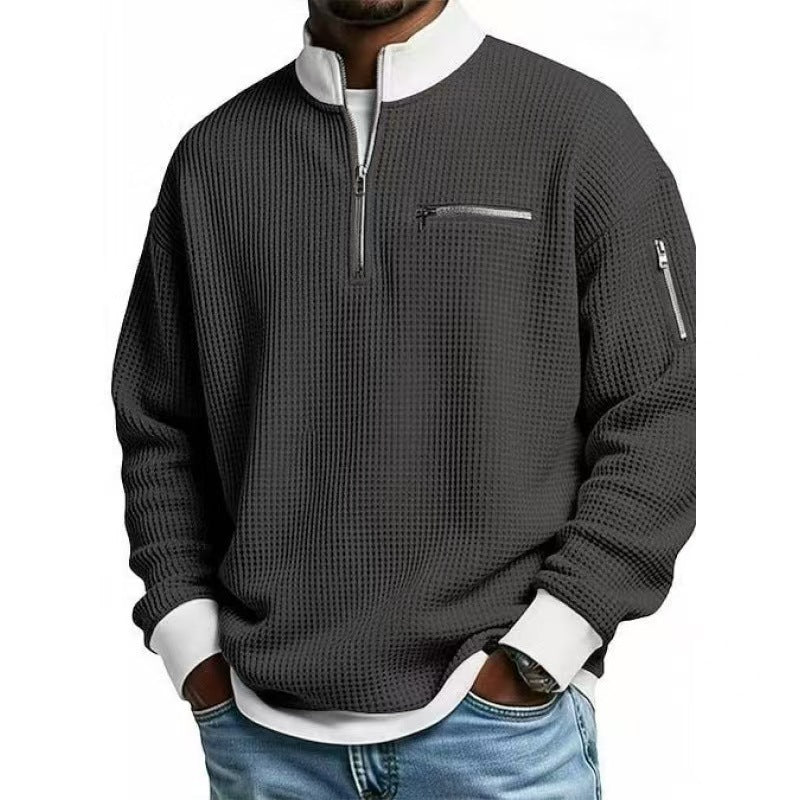 Herren Sweatshirt mit hohem Kragen und praktischem Reißverschluss R&B