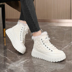 Damen Modische Winterstiefel mit kuscheligem Fellbesatz und rutschfester Sohle R&B