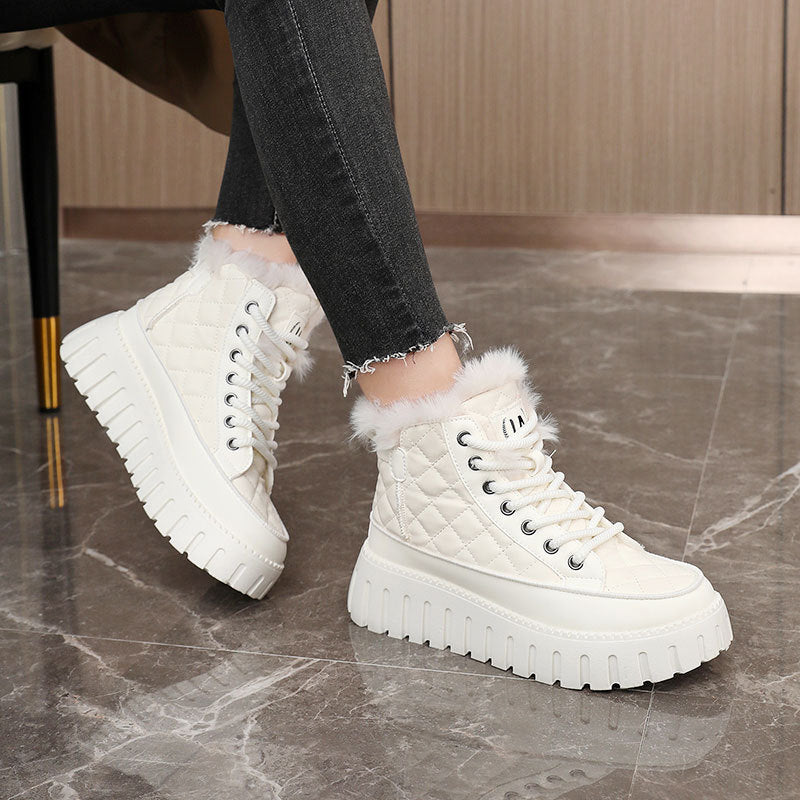 Damen Modische Winterstiefel mit kuscheligem Fellbesatz und rutschfester Sohle R&B