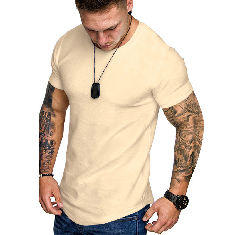 Herren figurbetontes Kurzarm-T-Shirt aus hochwertiger Baumwolle mit Rundhalsausschnitt und bequemen Schnitt R&B
