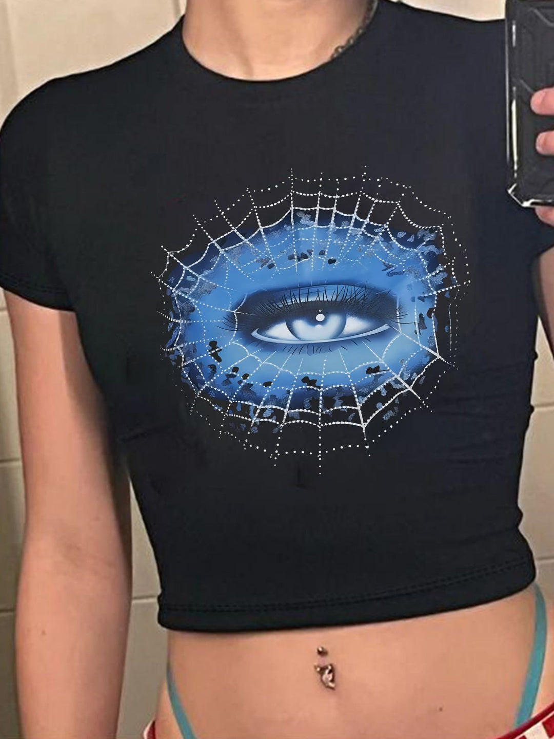 Damen Crop-T-Shirt mit auffälligem Statement-Print R&B