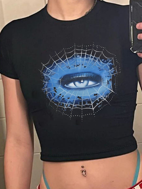 Damen Crop-T-Shirt mit auffälligem Statement-Print R&B