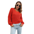 Damen V-Ausschnitt Strickpullover mit luftiger Musterstruktur R&B