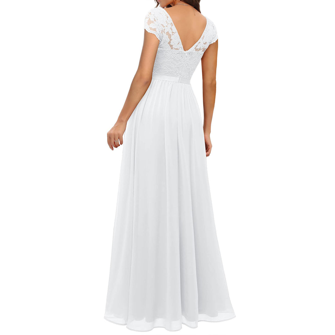 Damen Elegantes Spitzenkleid mit V-Ausschnitt R&B