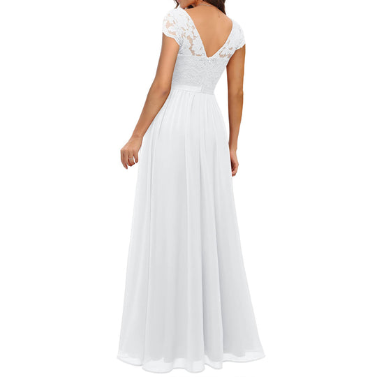 Damen Elegantes Spitzenkleid mit V-Ausschnitt R&B