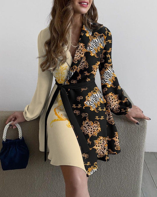 Damen Wickelkleid mit eleganten langen Ärmeln und seitlichem Schlitz R&B