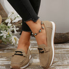 Damen Mokassins mit modischem Schnallen-Design und rutschfester Sohle R&B