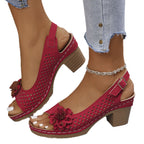 Damen Slingback Sandalen mit luftiger Mesh-Oberfläche und dekorativem Blumendesign R&B