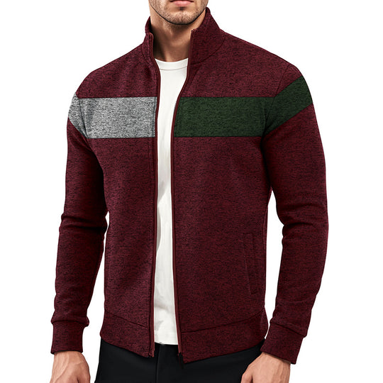 Herren Sportjacke mit kontrastierenden Farben und hohem Stehkragen R&B