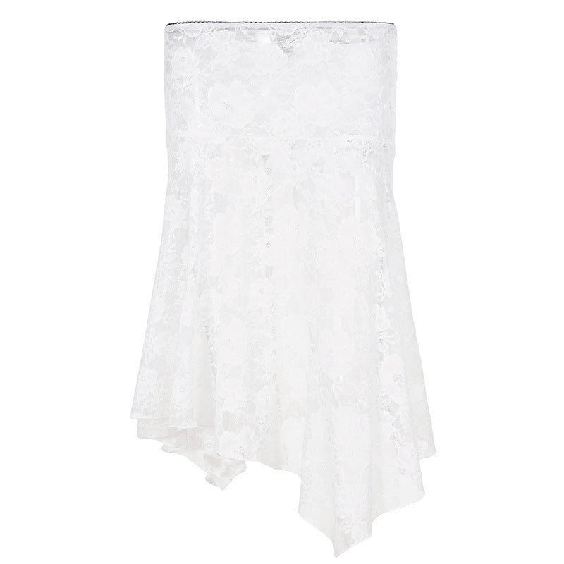 Damen Spitzenrock mit asymmetrischem Schnitt und floralen Details R&B