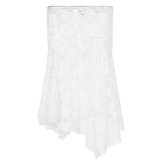 Damen Spitzenrock mit asymmetrischem Schnitt und floralen Details R&B