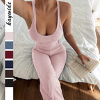 Damen Sportliches Jumpsuit aus elastischem Rippmaterial mit figurformendem Schnitt R&B