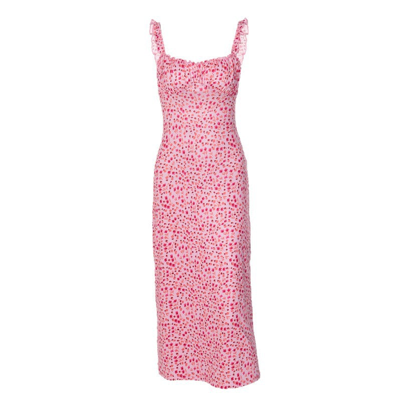 Damen Midi-Kleid mit fröhlichem Punktmuster und Raffdetails R&B