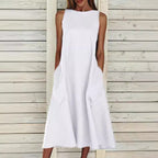 Damen luftiges Maxikleid mit praktischen Seitentaschen