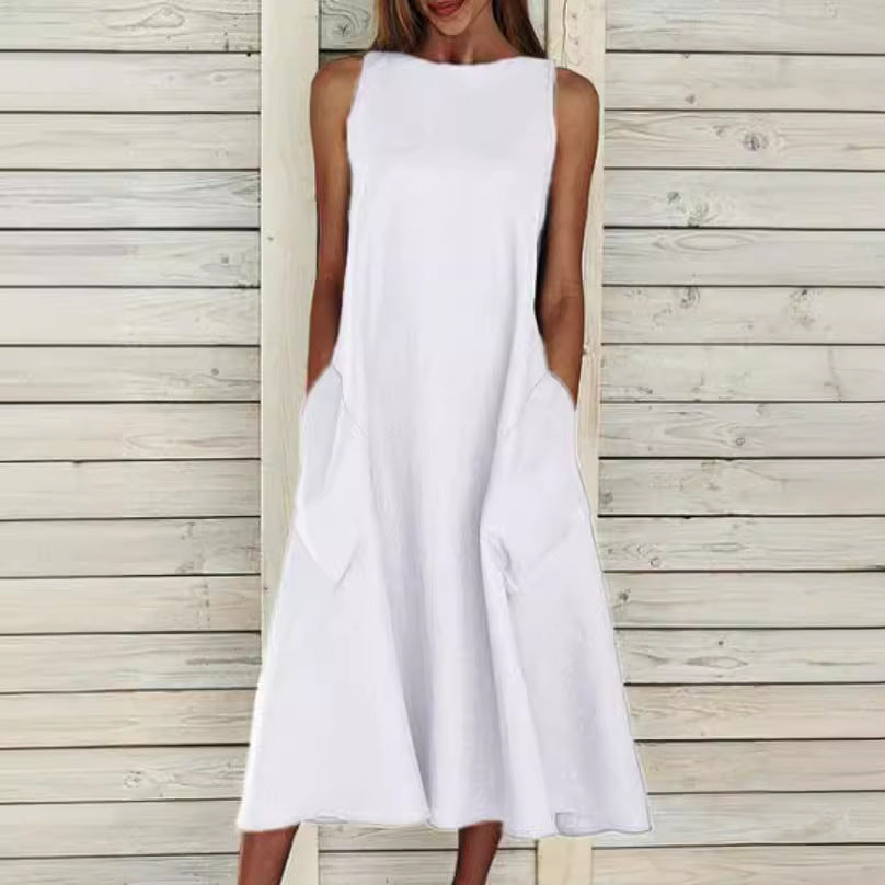 Damen luftiges Maxikleid mit praktischen Seitentaschen