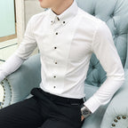 Herren Elegantes Langarmhemd mit feinen Knopfdetails R&B