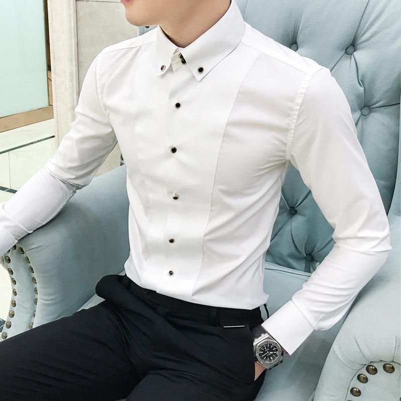 Herren Elegantes Langarmhemd mit feinen Knopfdetails R&B