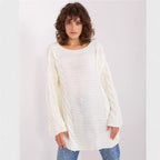 Damen Grobstrickpullover mit modernem Zopfmuster und weiten Ärmeln R&B