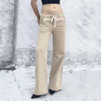 Damen Weite Baumwollhose mit verstellbarem Bund und praktischen Taschen R&B