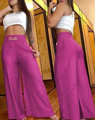 Damen weite Hosen mit elastischem Bund und stylischen Fransen R&B