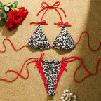 Damen Triangel-Bikini mit verspieltem Leopardenmuster und verstellbaren Bändern R&B