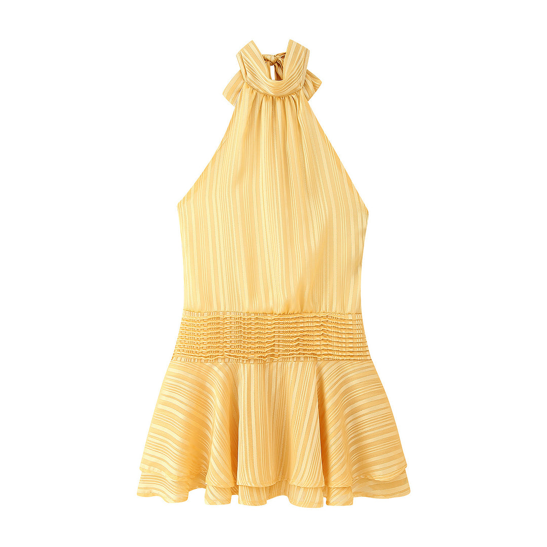 Damen Halterneck Top mit Rüschensaum und elastischer Taille R&B