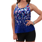 Damen Sportlicher Tankini mit Shorts und verspieltem Muster R&B