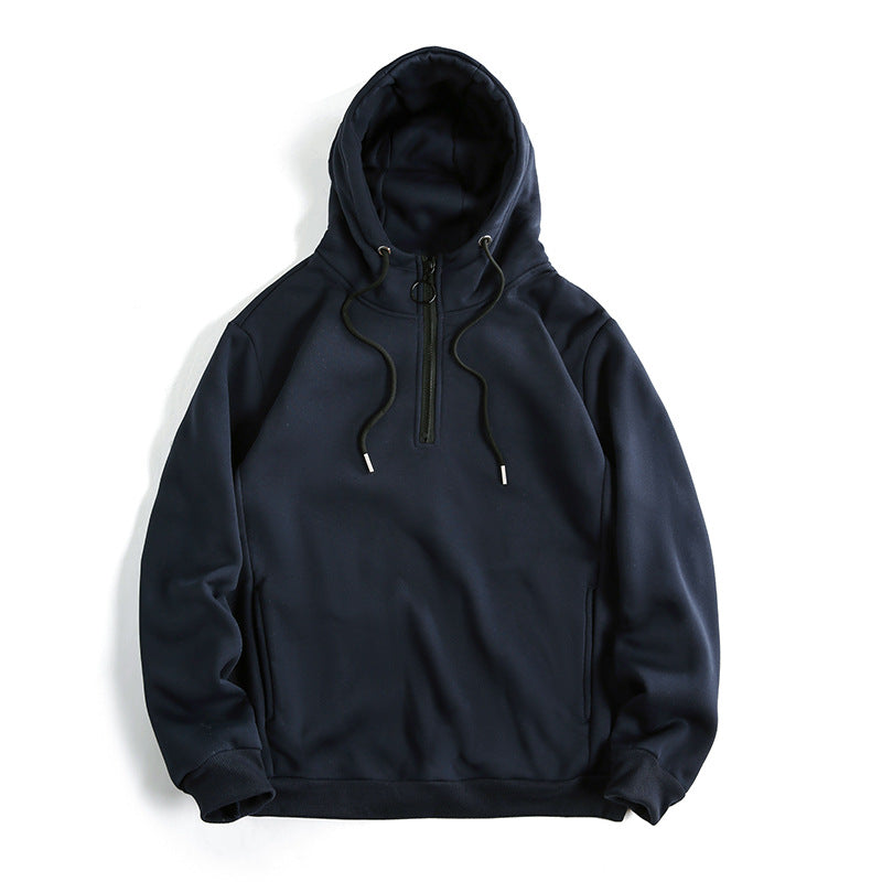 Damen Modischer Kapuzenpullover mit halbem Reißverschluss und weichem Innenfutter R&B