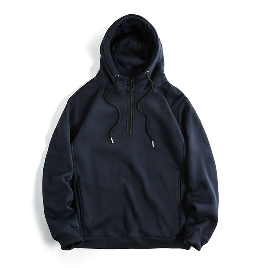 Damen Modischer Kapuzenpullover mit halbem Reißverschluss und weichem Innenfutter R&B
