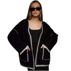 Damen Komfortabler Strickmantel mit Gürtel und praktischen Taschen R&B