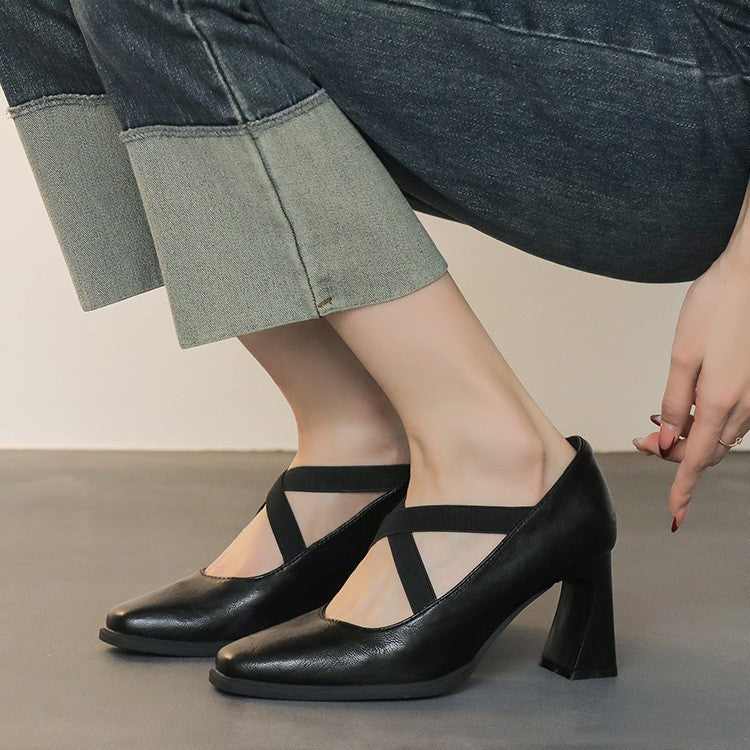 Damen elegante Pumps mit modischen Kreuzbändern R&B