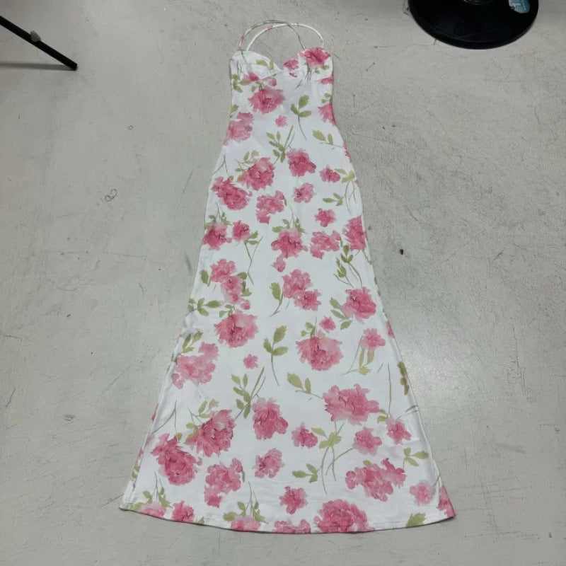 Damen Sommerliches Maxikleid mit floralem Muster und feinen Spaghetti-Trägern R&B