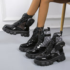 Damen Chunky Combat Boots mit praktischen Stauraum und modischen Details R&B