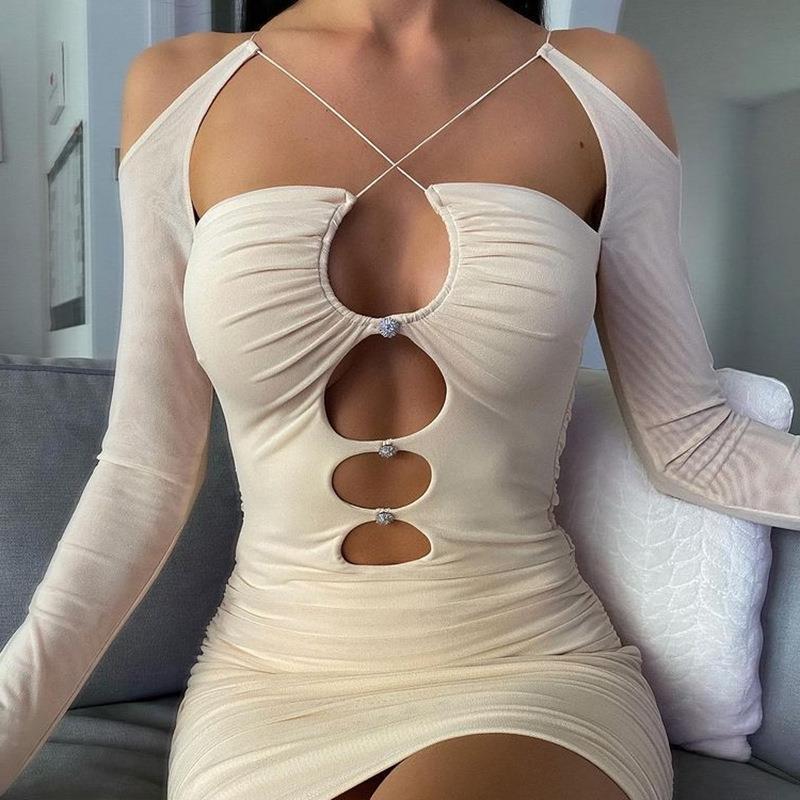 Damen Figurbetontes Minikleid mit Cut-Outs R&B