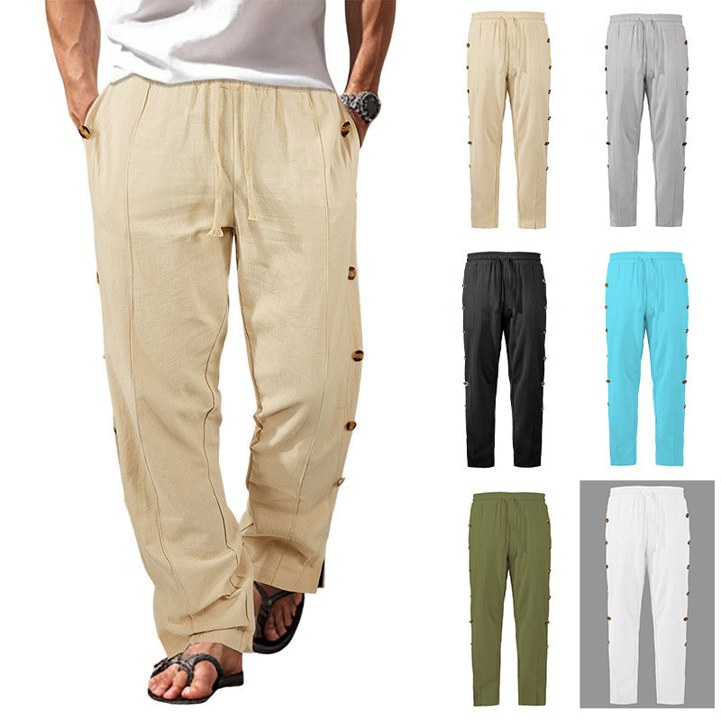 Herren modische Designerhose mit Knopfleiste und verstellbarem Bund R&B