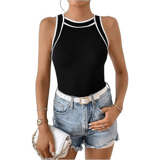 Damen sportliches Body mit kontrastierenden Trägern R&B