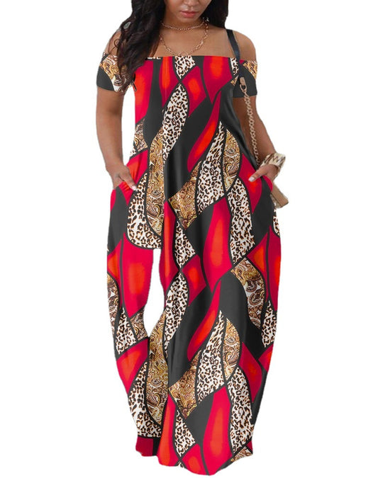 Damen Maxikleid mit modernem grafischem Muster und bequemem Schnitt R&B