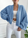 Damen Oversized Strickjacke mit Knopfdesign und weitem Schnitt