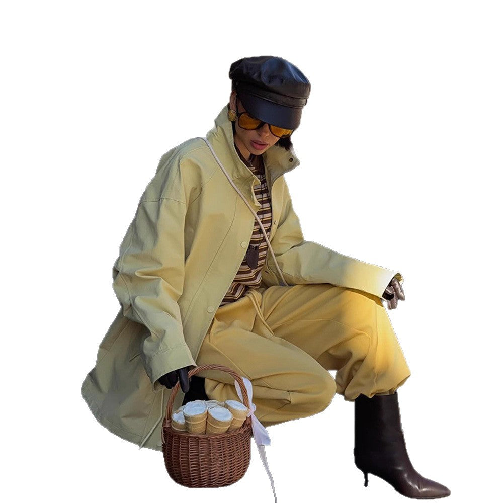 Damen Modische Regenjacke mit verstellbarem Taillenzug und praktischen Taschen R&B