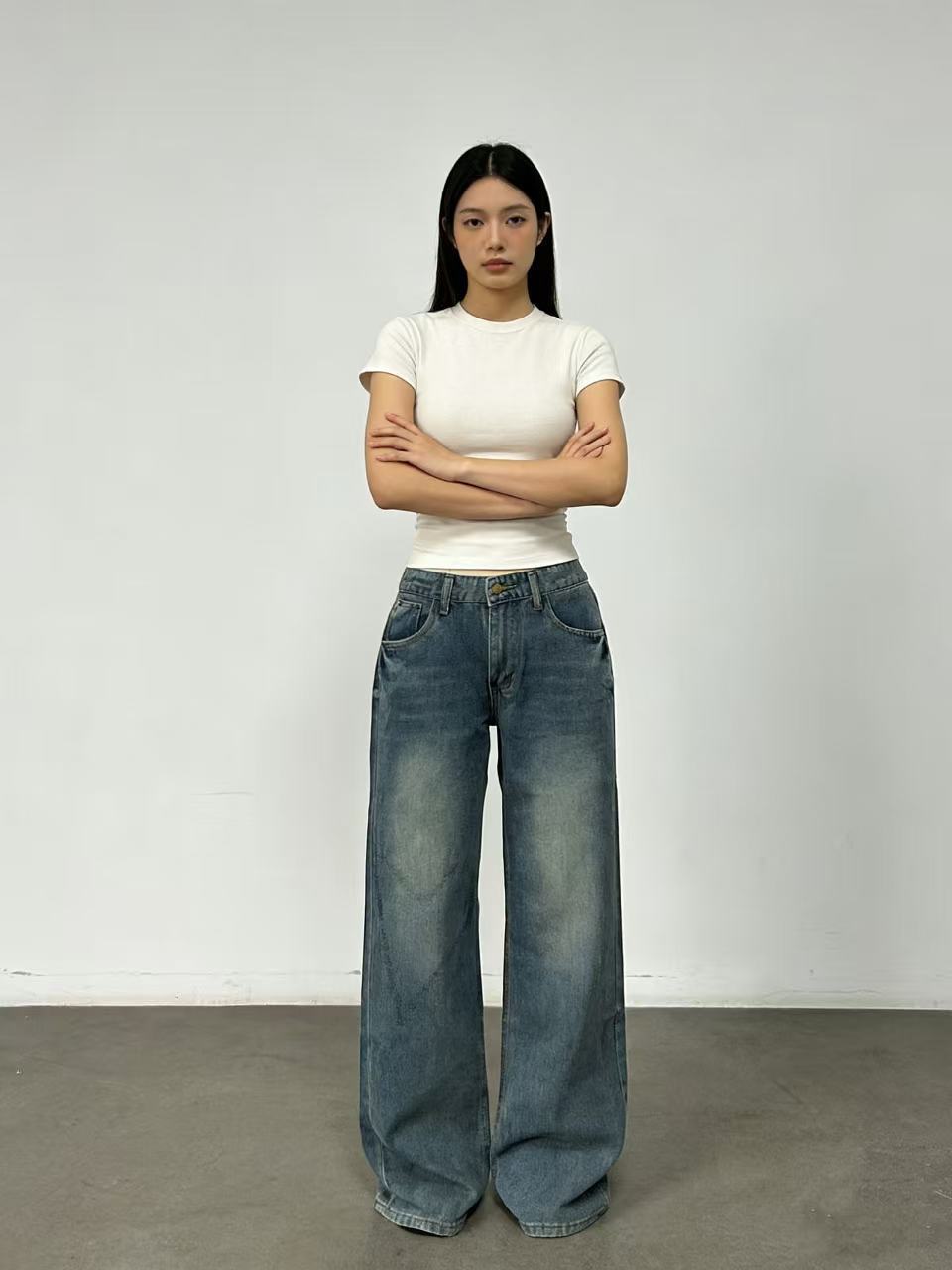 Damen Weit geschnittene Jeans mit entspannter Passform
